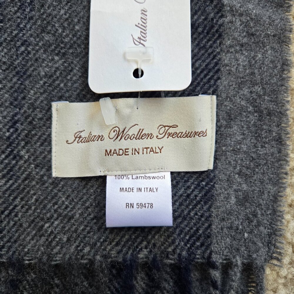 NWT Italian Woolen Treasures Wool Plaid Fringe Scarf - Picture 3 of 7